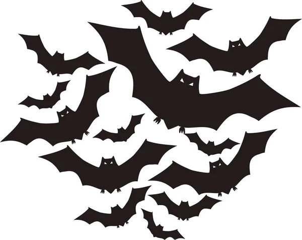 Muitos morcegos à noite. — Vetor de Stock