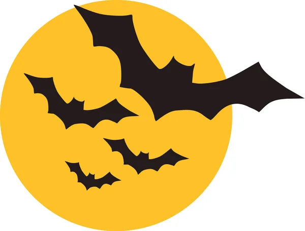 Morcegos negros na frente da lua — Vetor de Stock