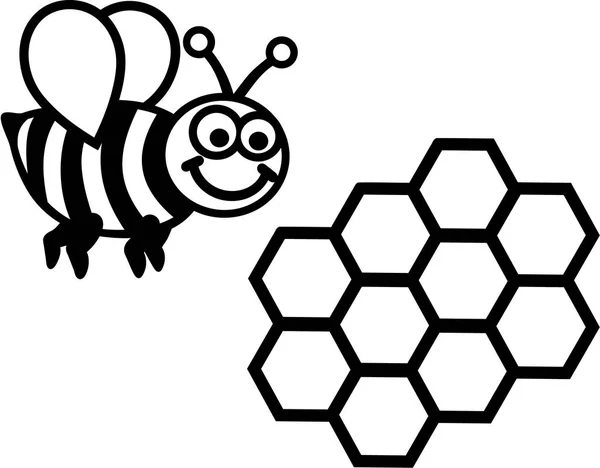 Bee met honingraat — Stockvector