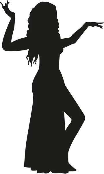 Жінка танцює силует живота — стоковий вектор
