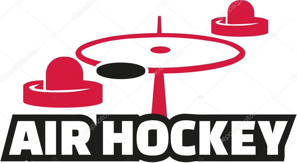 Air hockey field with word