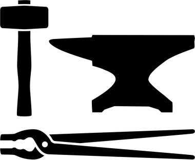 Demirci ekipman. Dil çekiç ve örs.