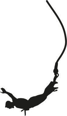 Silhouette of bungee jumping clipart