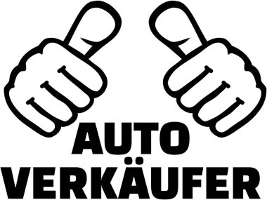 Başparmak ile araba satıcısı. Alman T-Shirt tasarım.