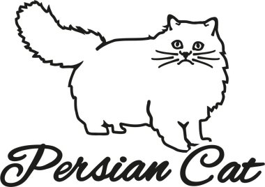 Persian cat with breed name clipart