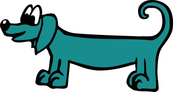 Perro salchicha de dibujos animados azul — Vector de stock
