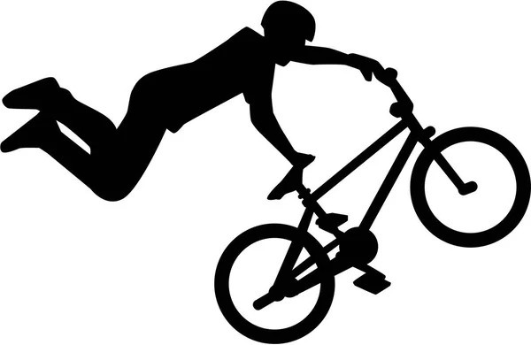 Silhuetten av bmx ryttare stunt — Stock vektor