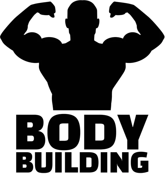 Silhouette de bodybuilder avec bodybuilding mot — Image vectorielle