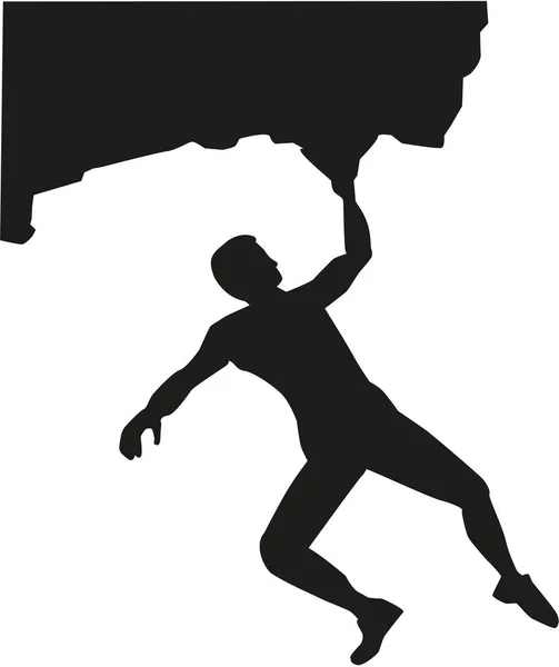 Man bouldering at rock — Stock Vector