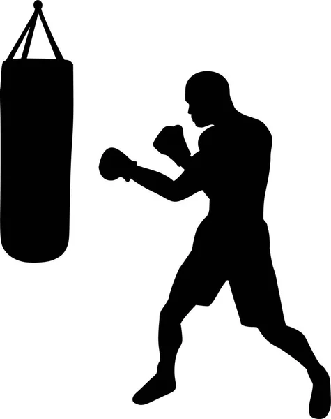 Boxer com saco de perfuração — Vetor de Stock