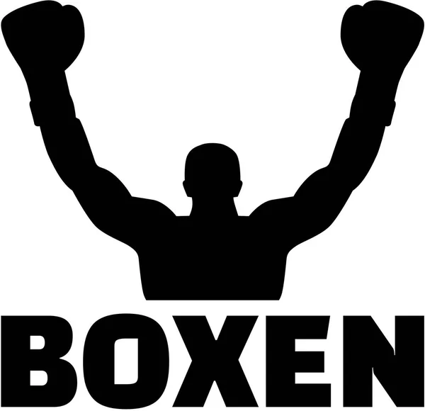 Silhouette gagnante Boxer avec mot allemand — Image vectorielle