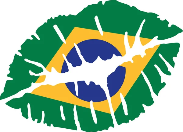 Brasil bandera beso — Archivo Imágenes Vectoriales