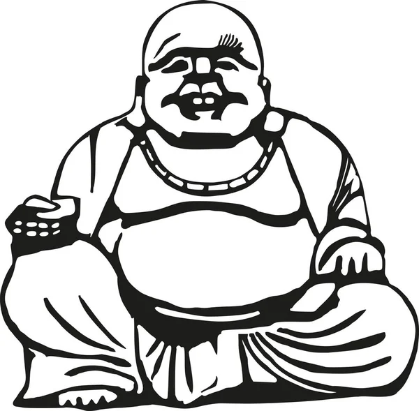 Happy buddha med stor mage — Stock vektor