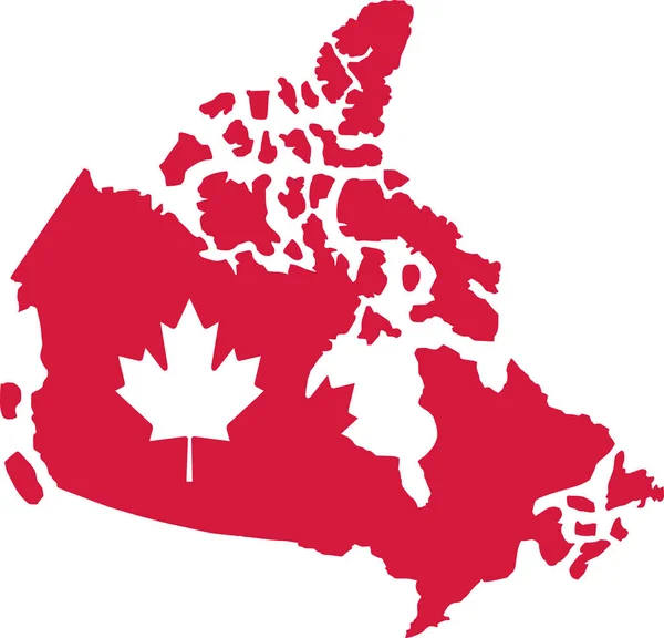 Карта Канады с белым кленовым листом — стоковый вектор