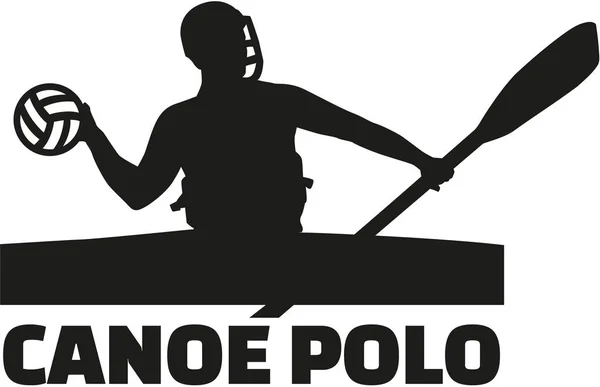 Canoe polo player dengan kata - Stok Vektor
