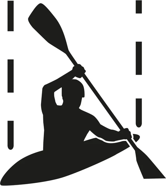 Canoe slalom siluet - Stok Vektor