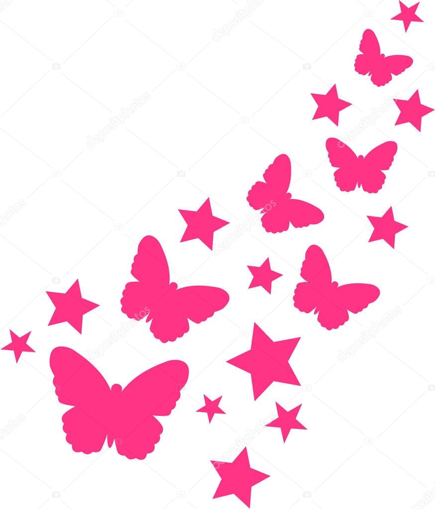 Butterflies and pink stars