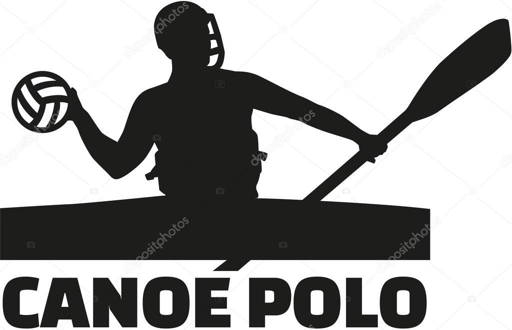 Canoe polo player with word