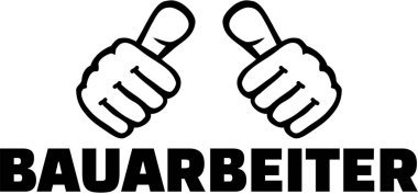 Başparmak ile inşaat işçisi. Alman T-Shirt tasarım.