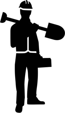 İnşaat işçisi kürek siluet ile