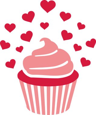 Kalp dolu pembe Cupcake