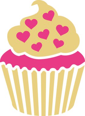 pembe kalpler ile cupcake