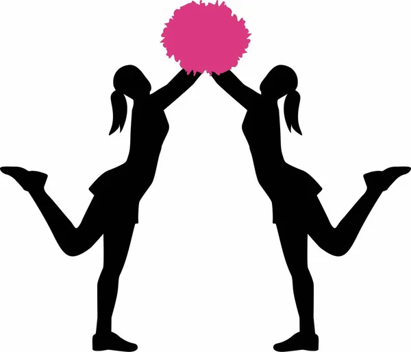 Deux pom-pom girl avec pom pom — Image vectorielle