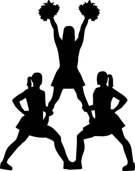 Cheerleading piramide silhouet — Stockvector