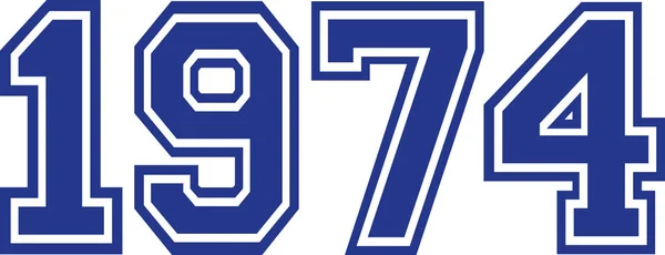 1974 jaar college lettertype — Stockvector
