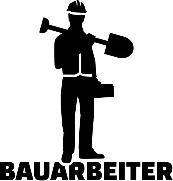 Bauarbeiter. Silhouette mit deutscher Berufsbezeichnung. — Stockvektor