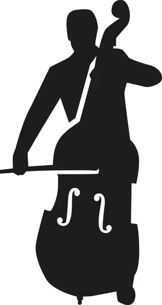 Contrabass player silhouette — Stock Vector