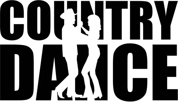Mot de danse country avec silhouette découpée — Image vectorielle