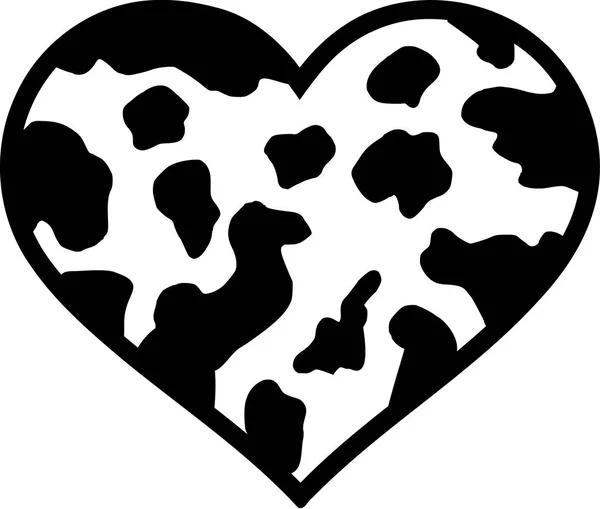 Coeur avec motif de vache — Image vectorielle