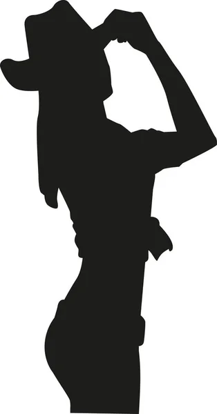 Hot Cowgirl silhouette — Stock Vector