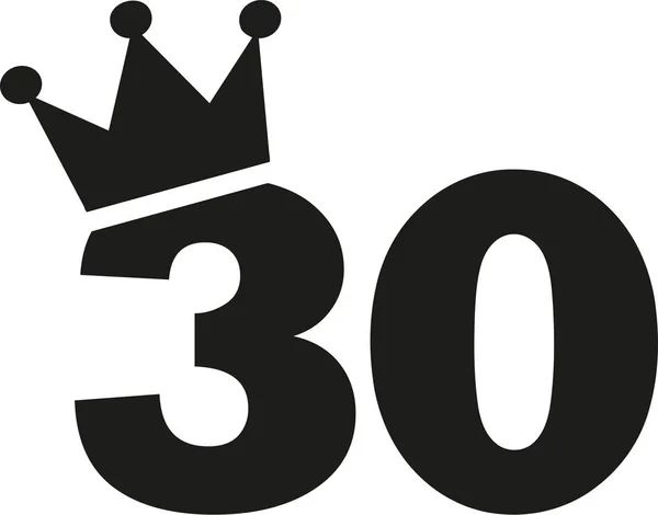 30e verjaardag nummer kroon — Stockvector
