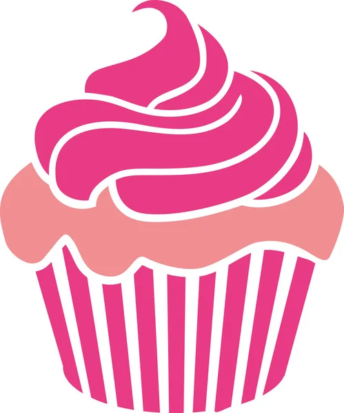 Cupcake con crema rosa sobre masa de rosa — Vector de stock