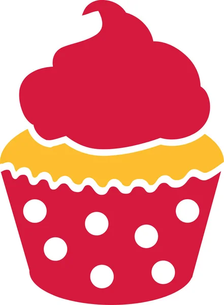 Cupcake à la crème rouge et pois — Image vectorielle