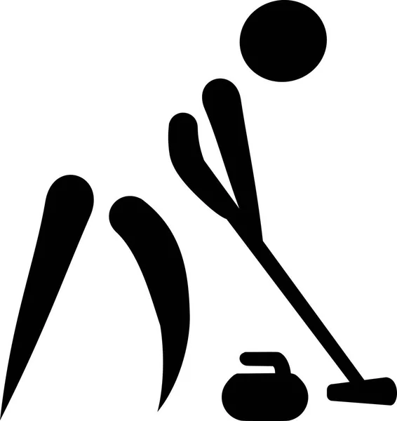 Curling Sweeper ikona — Stockový vektor