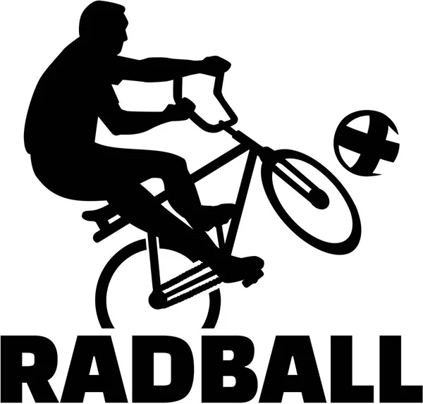 Giocatore di palla ciclabile in bicicletta con radball — Vettoriale Stock