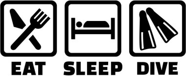 Tüplü dalış ile yemek uyku kutsal kişilerin resmi