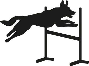 Dog agility jumping over hurdle clipart