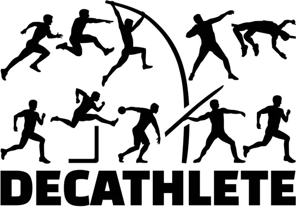 Silhouette Decathlon di atletica — Vettoriale Stock