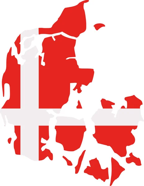 Dänemark Karte mit Flagge — Stockvektor