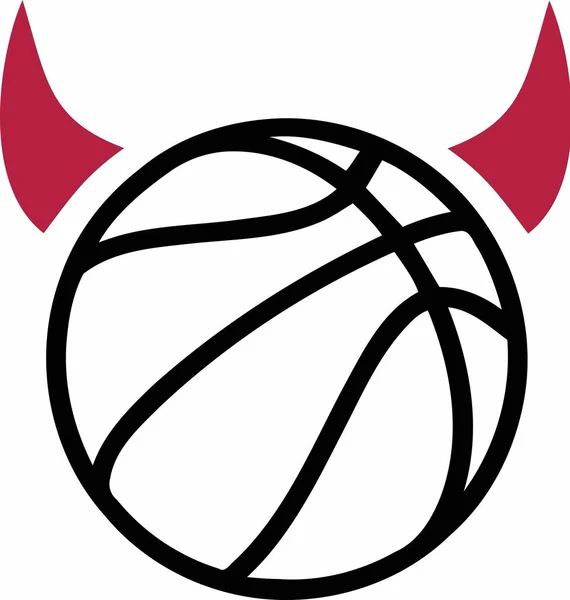 Basketball avec des cornes diaboliques — Image vectorielle