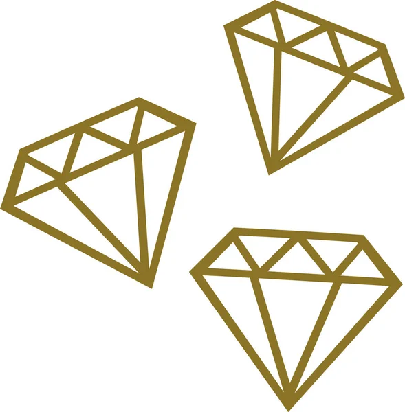 Três diamantes dourados — Vetor de Stock