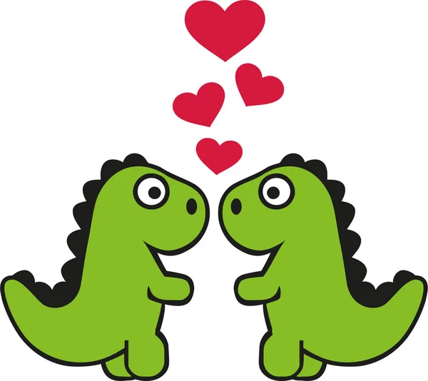 Dos lindos tiranosaurios enamorados — Archivo Imágenes Vectoriales