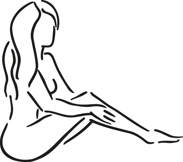 Sexy girl sitting - Kaligraphie-Stil — Stockvektor