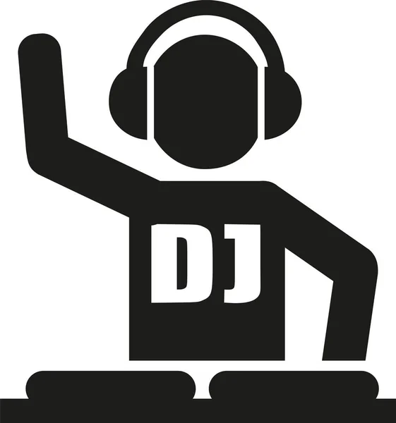 Icono DJ con tocadiscos — Vector de stock