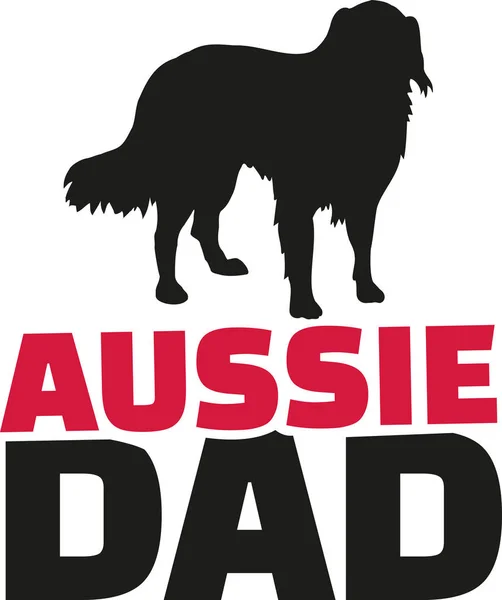 Pai pastor australiano com silhueta de cão — Vetor de Stock