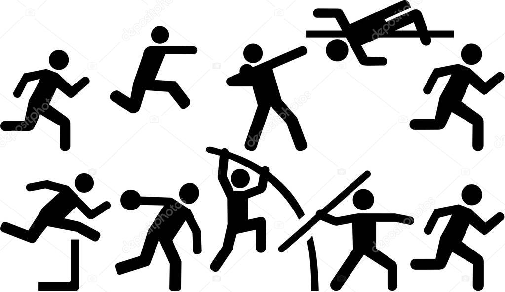 Athletics icon set decathlon